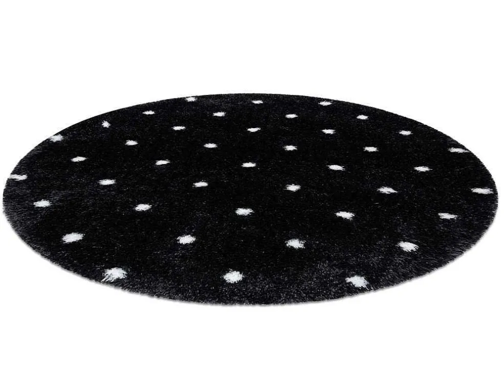Tapijt Fluffy 2370 Cirkel, Shaggy Stippen Antraciet / Wit Cercle 160 Cm