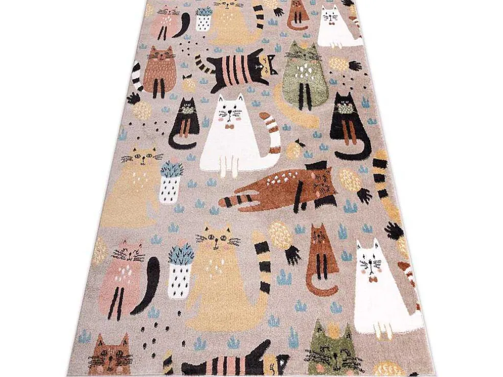 Tapijt Fun Kittens Voor Kinderen, Katten Beige 200X290 Cm