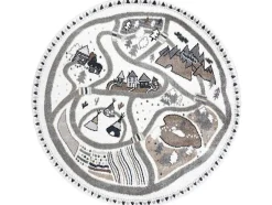 Tapijt Fun Land Voor Kinderen, Dorp, Straten, Wiel - Creme Cercle 140 Cm