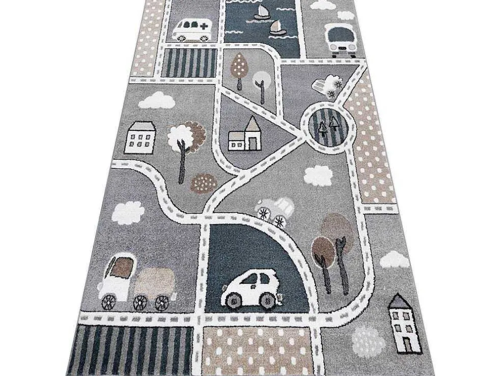 Tapijt Fun Strade Voor Kinderen, Straat, Stad Van Grijs 140X190 Cm