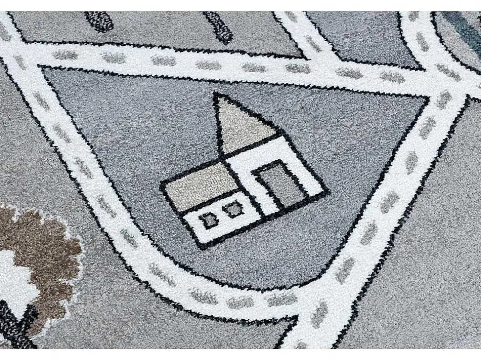 Tapijt Fun Strade Voor Kinderen, Straat, Stad Van Grijs 140X190 Cm