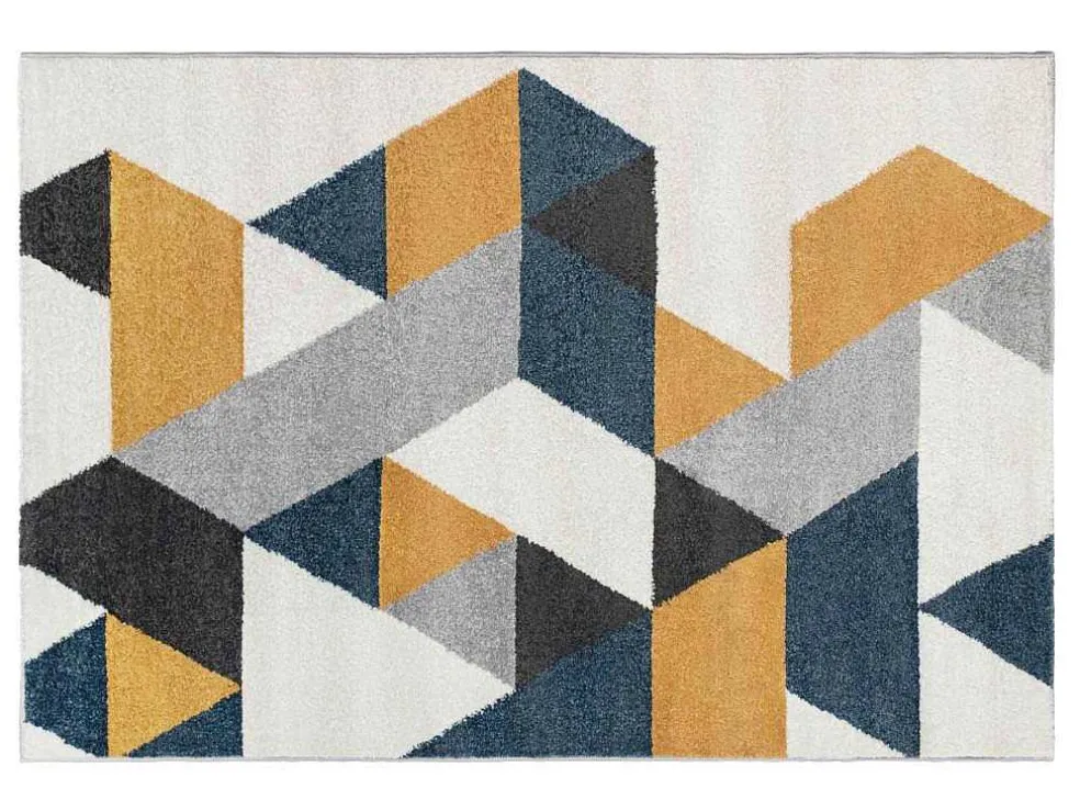 Tapijt Geometrisch Scandinavische Stijl Geomie - Polypropyleen - 120 X 170 Cm - Geel, Grijs En Blauw