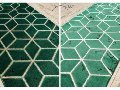 Tapijtloper Emerald Exclusief 1014 Glamour, Stijlvol Kubus Fles Groen 80X280 Cm