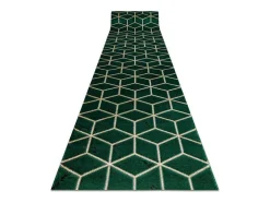 Tapijtloper Emerald Exclusief 1014 Glamour, Stijlvol Kubus Fles Groen 80X550 Cm