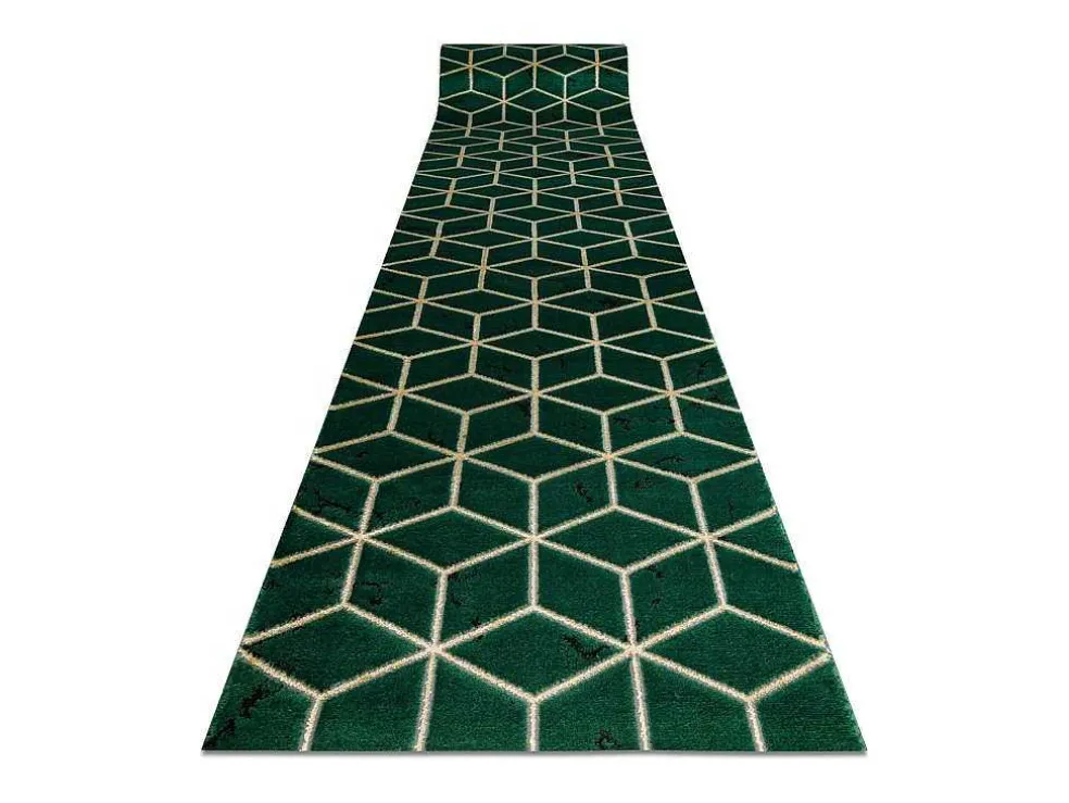Tapijtloper Emerald Exclusief 1014 Glamour, Stijlvol Kubus Fles Groen 80X550 Cm