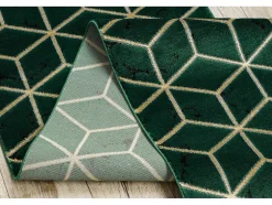 Tapijtloper Emerald Exclusief 1014 Glamour, Stijlvol Kubus Fles Groen 80X400 Cm