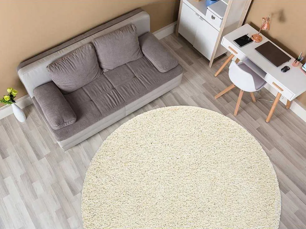 Tapijt Soffi Rond Shaggy 5Cm Creme Cercle 120 Cm