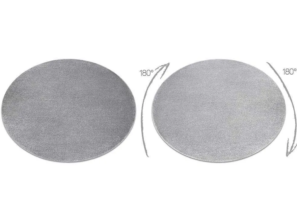 Tapijt Softy Cirkel Uniform, Enkele Kleur Grijs Cercle 200 Cm