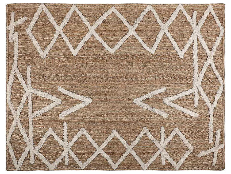 Tapijt Van Handgeweven Jute En Katoen - 160 X 230 Cm - Naturelkleurig En Wit - Garland