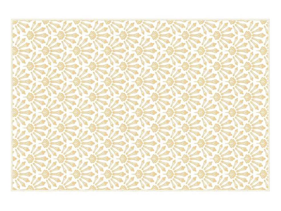 Tapijt Van Vinyl Met Art-Decostijl - 120 X 180 Cm - Beige En Wit - Duchessy