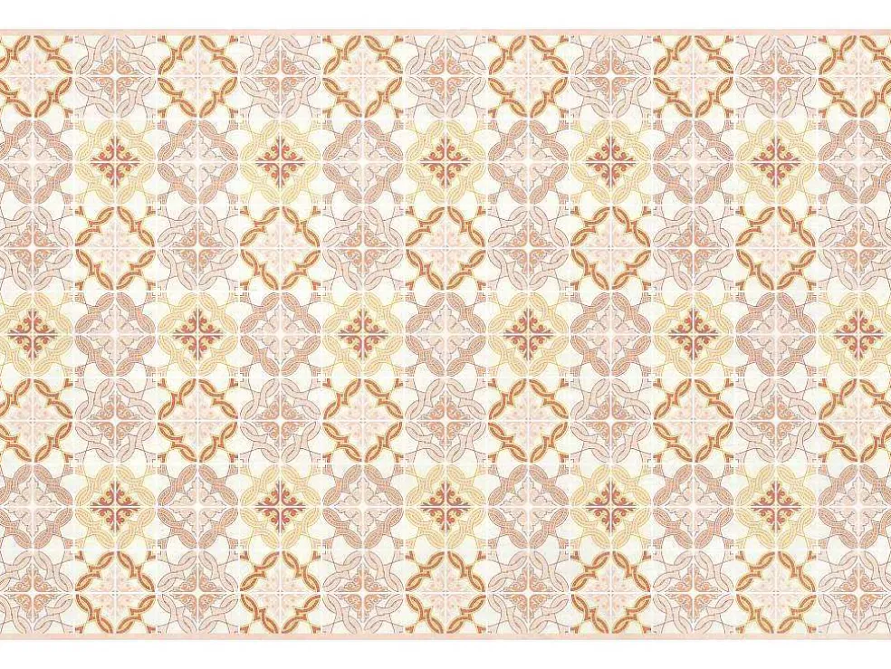 Tapijt Van Vinyl Met Cementtegeleffect - 120 X 180 Cm - Oranje En Roze - Eloza