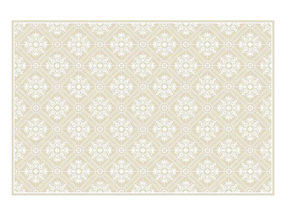 Tapijt Van Vinyl Met Cementtegeleffect - 120 X 180 Cm - Beige En Wit - Majesti