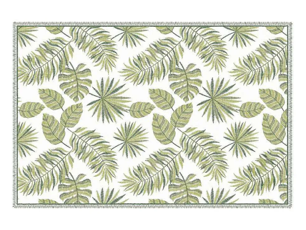 Tapijt Van Vinyl Met Tropisch Motief - 120 X 180 Cm - Groen En Wit - Tropicala