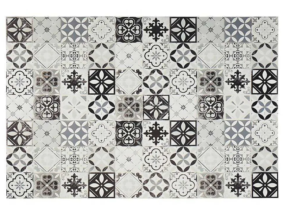 Tapijt Van Vinyl Met Vloertegelmotief Mosai - 120 X 180 Cm - Zwart En Wit