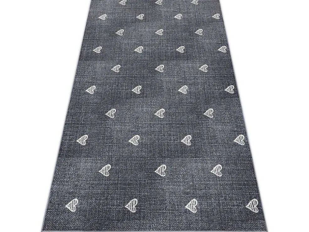 Tapijt Voor Kinderen Hearts Jeans, Gewreven Harten, Kinderen - Grijsk 100X150 Cm
