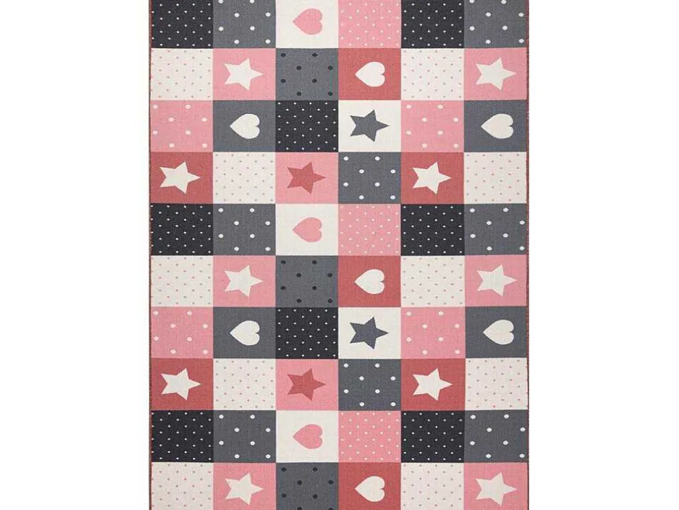 Tapijt Voor Kinderen Stars Sterren, Sterretje , Rozekleuring / Grijs 100X300 Cm