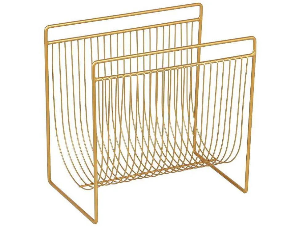 Tijdschrifthouder Met Draadstructuur - L36 X D23 X H33 Cm - Goudkleurig - Poliara