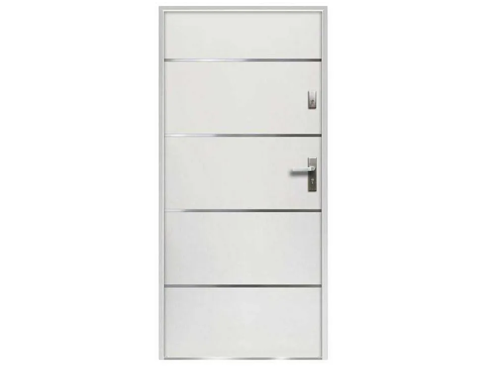 Toegangsdeur Van Massief Staal En Roestvrij Staal H207 X B100 Cm Wit - Links Duwend - Naxara