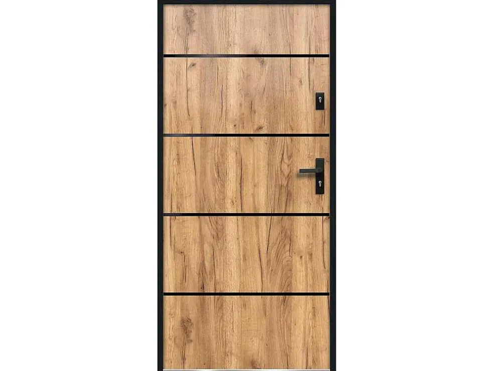 Toegangsdeur Van Roestvrij Staal H207 X B100 Cm Eik-Effect - Links - Naxara