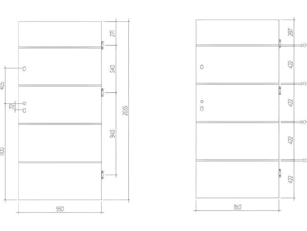 Toegangsdeur Van Roestvrij Staal H207 X B100 Cm Eik-Effect - Links - Naxara