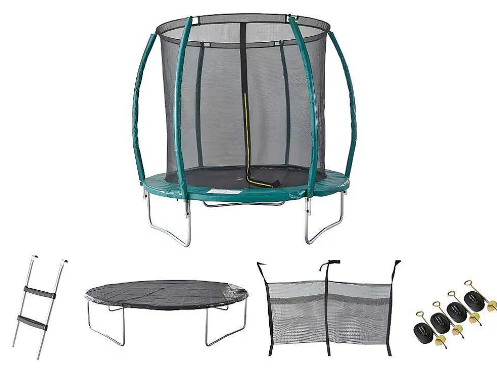 Trampoline Met Binnenbeschermingsnet, Ladder, Hoes En Verankeringsset - D.366 Cm - Wallaby