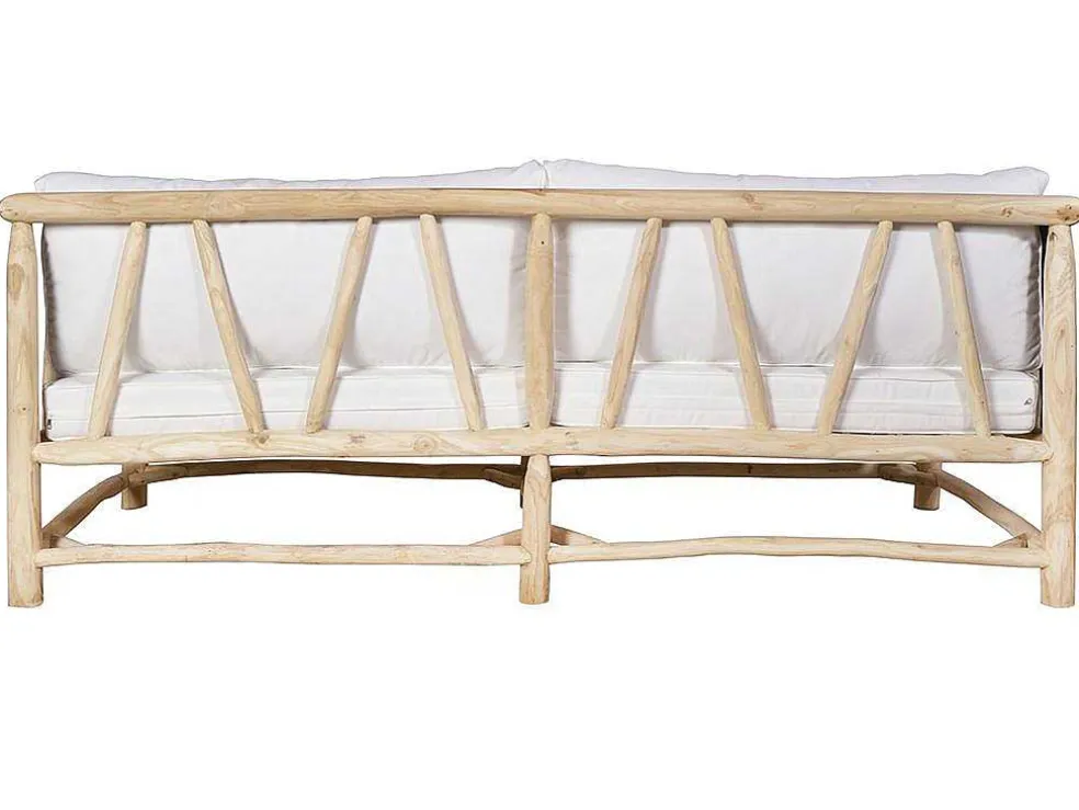 Tuinbank Van Teakhout Met Kussens - Licht Naturel En Wit - Tulum