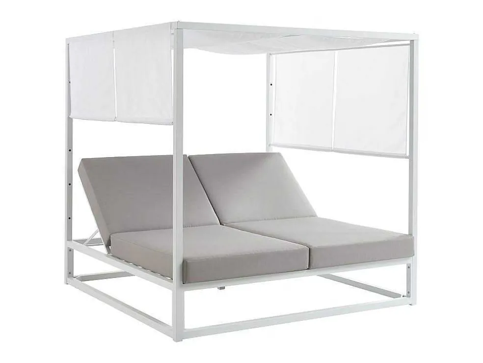 Tuinbed Met Baldakijn Van Aluminium - Wit En Grijs - Livadis Van Mylia