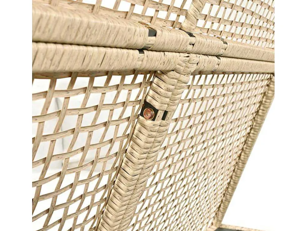 Tuinbed - Rotan Tent Voor 2 Personen - Met Gordijn En Kussens - Beige