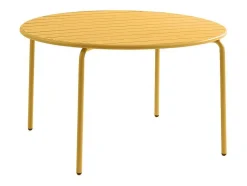 Tuineethoek Van Metaal - Een Tafel D110 Cm En 4 Opstapelbare Stoelen - Mosterdgeel - Mirmande Van Mylia