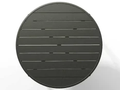 Tuineethoek Van Metaal - Een Tafel D110 Cm En 4 Opstapelbare Fauteuils - Donkergrijs - Mirmande
