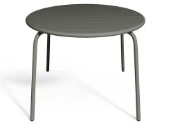 Tuineethoek Van Metaal - Een Tafel D110 Cm En 4 Opstapelbare Stoelen - Donkergrijs - Mirmande