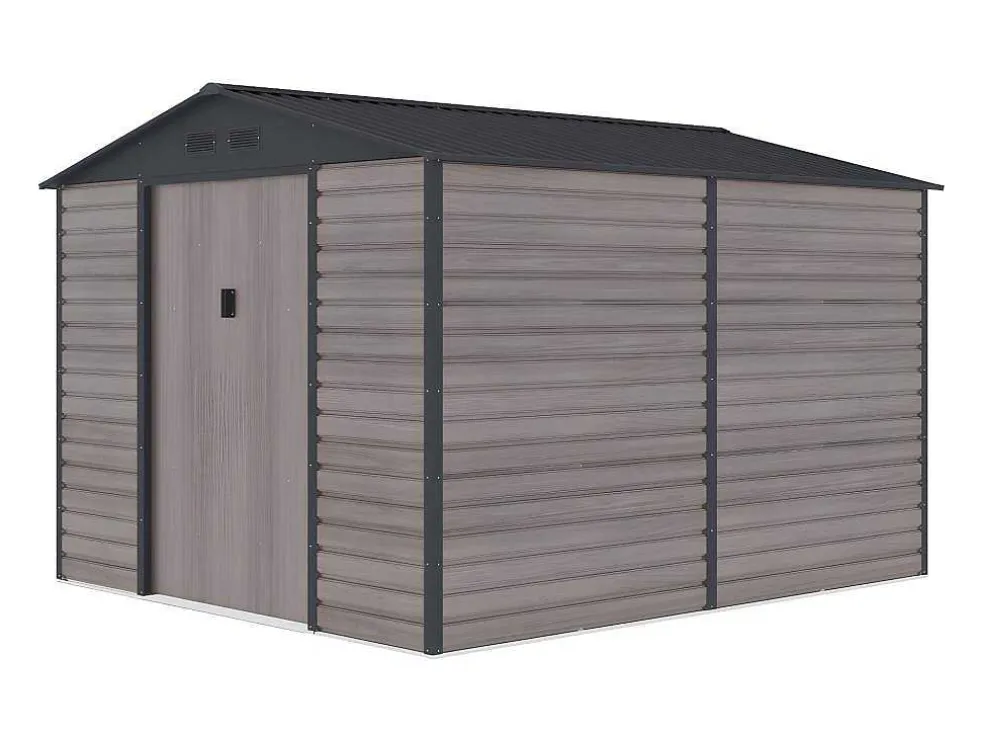 Tuinhuisje Van Gegalvaniseerd Staal Met Houteffect Adelmo - Grijs - 8,94 M
