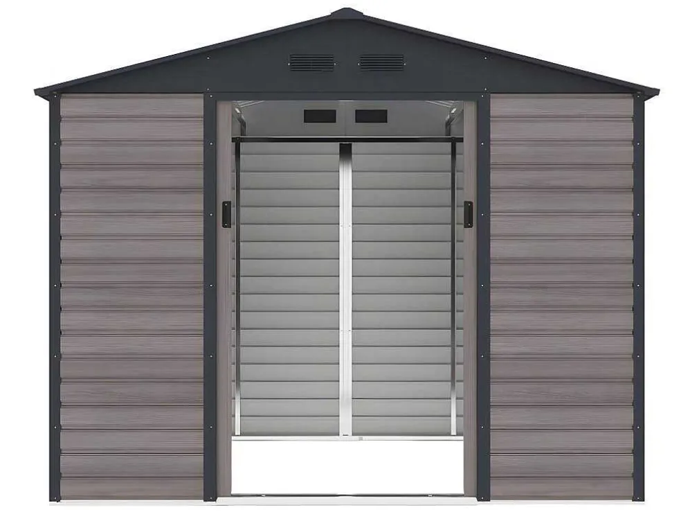 Tuinhuisje Van Gegalvaniseerd Staal Met Houteffect Adelmo - Grijs - 5,40 M