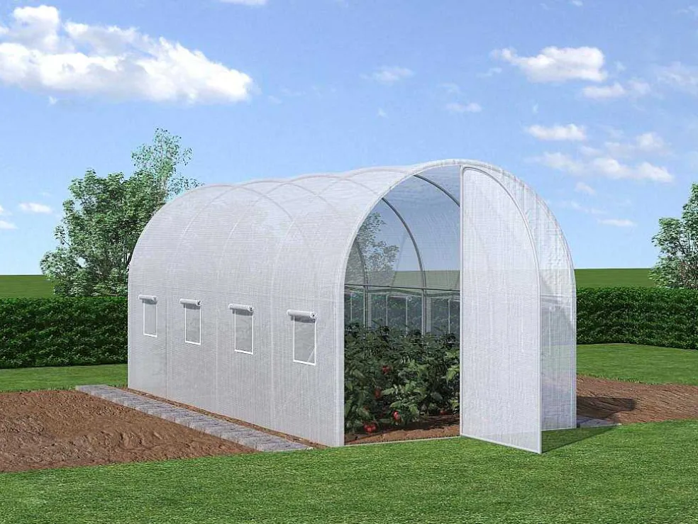 Tunnelkas Met Structuur Van Gegalvaniseerd Staal En Deur 9 M - L450 X B200 X H200 Cm - Alocasia