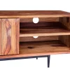 Tv-Meubel Met 2 Deuren En 2 Niche - Sheesham Hout En Metaal - Kleur: Natuurlijk - Zelicina