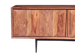 Tv-Meubel Met 2 Deuren En 2 Niche - Sheesham Hout En Metaal - Kleur: Natuurlijk - Zelicina
