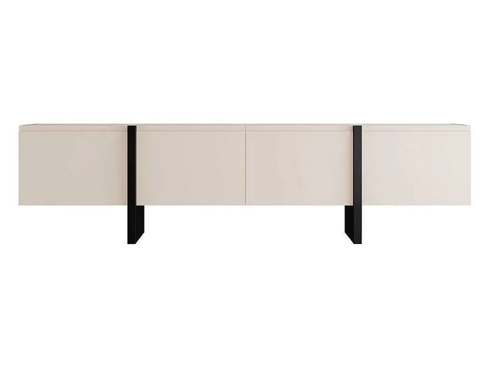 Tv-Meubel Met 4 Deuren Van Mdf - Beige En Zwart - Luvonia