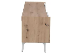 Tv-Meubel Met 4 Lades En 2 Nissen - Mdf & Metaal - Witgelakt & Naturelkleur - Cayana