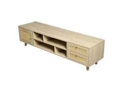 Tv-Meubel Van 160 Cm - 1 Deur, 2 Laden En 4 Vakken - Naturel