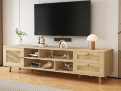 Tv-Meubel Van 160 Cm - 1 Deur, 2 Laden En 4 Vakken - Naturel