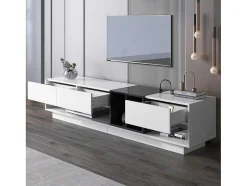 Tv-Meubel Van 190 Cm - 3 Laden En 4 Nissen - Spaanplaat - Kleuren Wit En Zwart