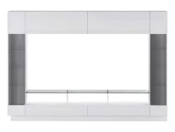 Tv-Wand Met Opbergruimte En Ledverlichting Van Gerookt Gehard Glas - Wit Gelakt - Briano