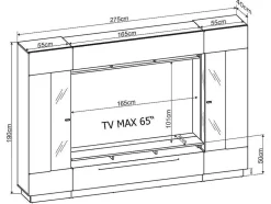 Tv-Wandmeubel Blake Met Opbergruimte - Led-Verlichting - Wit Gelakt