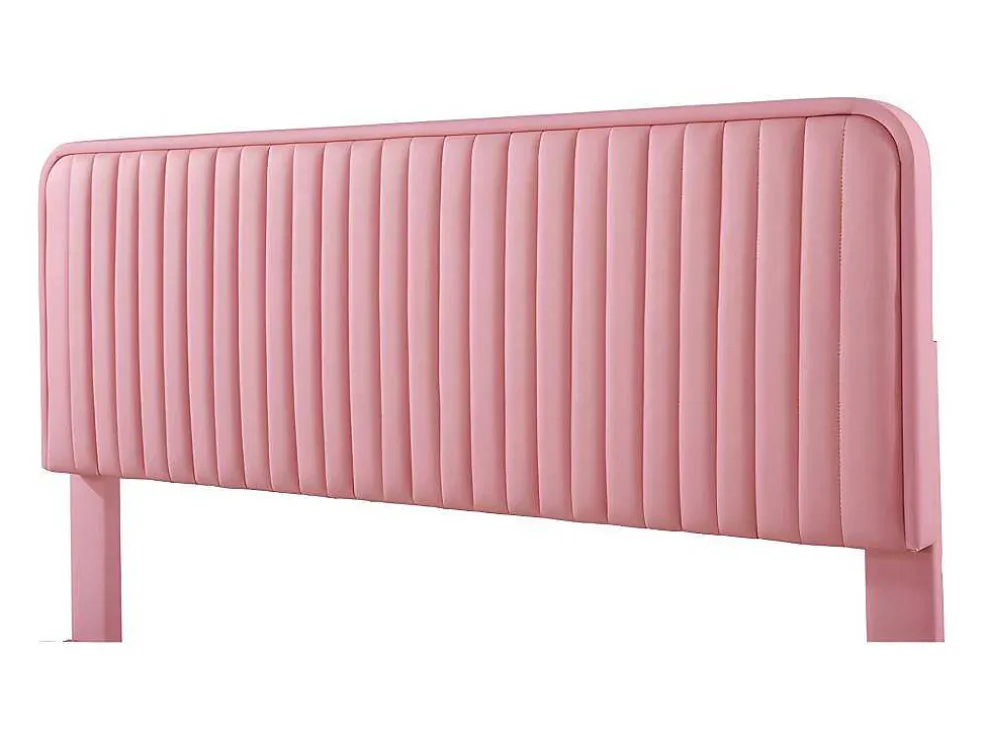 Tweepersoonsbed Gestoffeerd In Kunstleer 140X200Cm - In Hoogte Verstelbaar Hoofdbord - Met Lattenbodem - Roze (Zonder Matras)