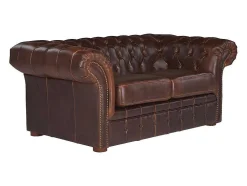 Tweezitsbank Chesterfield Clotaire Van 100% Leer Met Lived-In Aspect