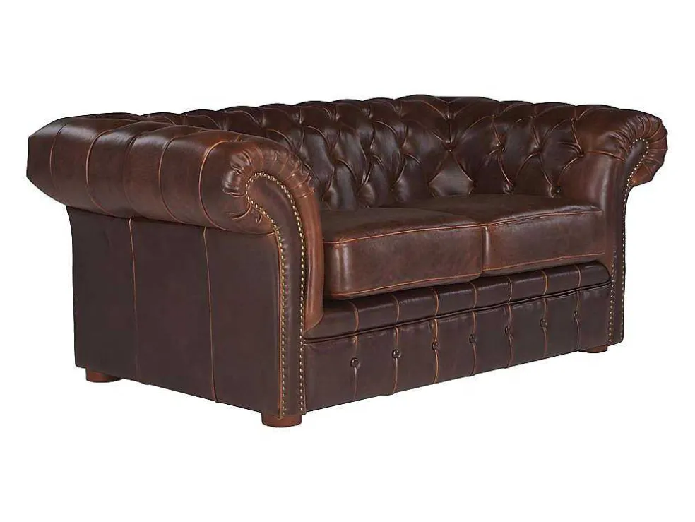 Tweezitsbank Chesterfield Clotaire Van 100% Leer Met Lived-In Aspect