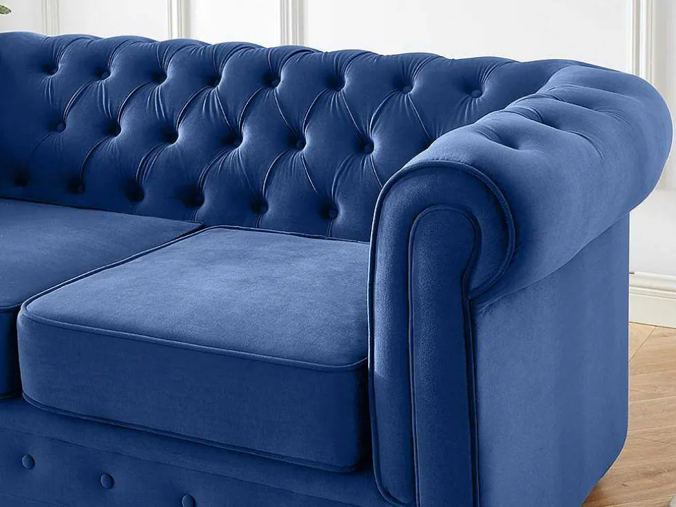 Tweezitsbank Chesterfield - Fluweel - Koningsblauw