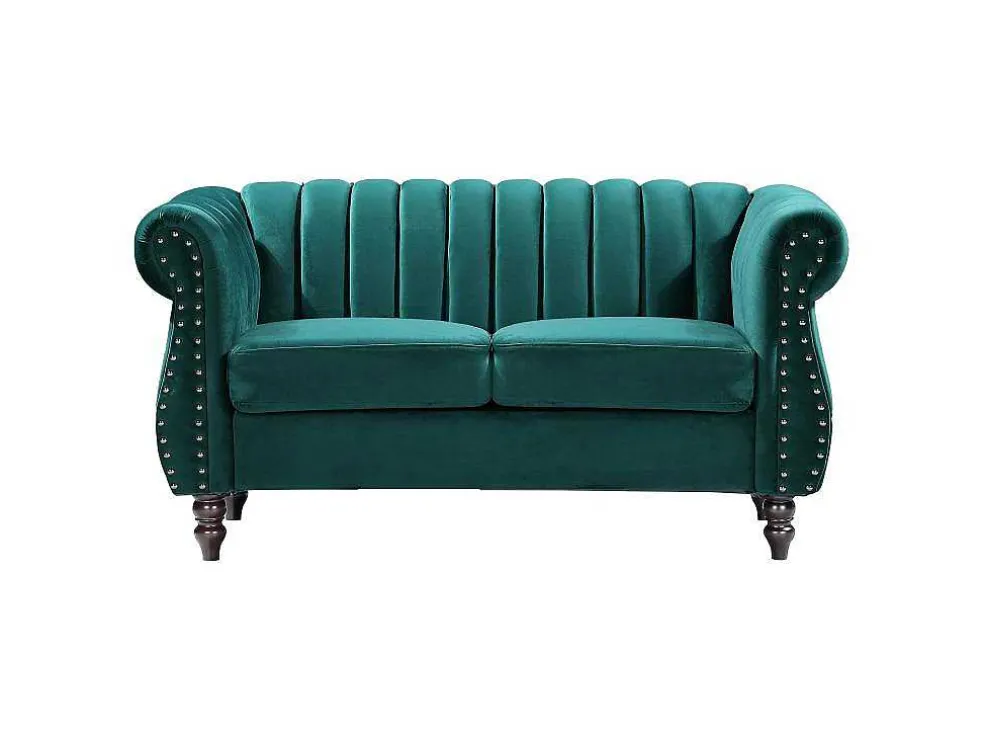 Tweezits-Chesterfield-Bank Van Smaragdgroen Velours Trumbo