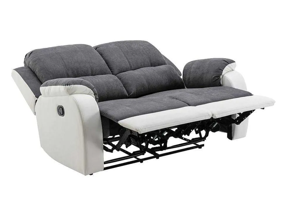 Tweezits-Relaxbank Van Microvezel En Grijs En Wit Kunstleer Brody
