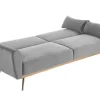 Uitklapbare Driezitsbank In Fluweel Launei - Lichtgrijs